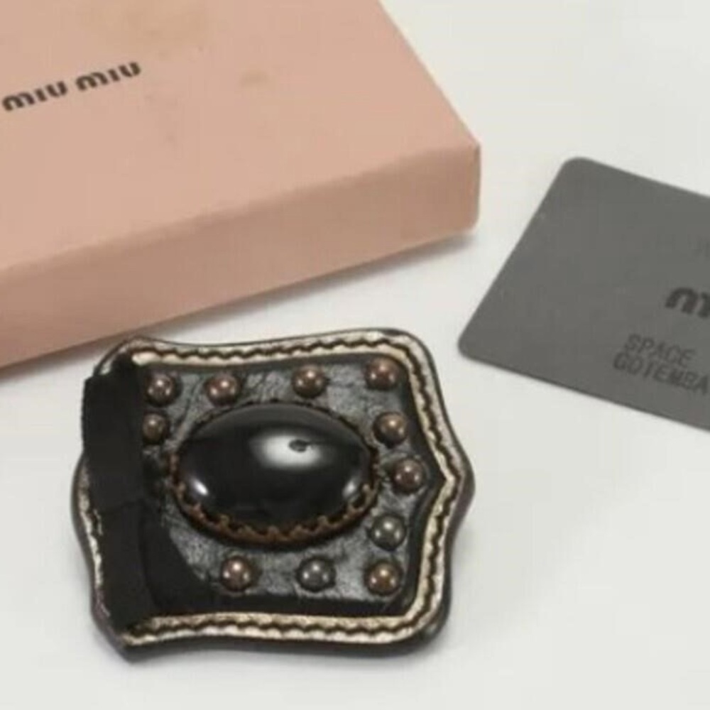 Miu Miu Studded Leather Brooch